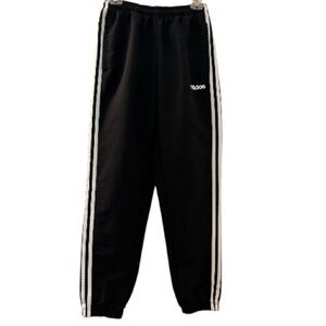ADIDAS track pants joggers, black, size small, relaxed fit, nylon weatherproof